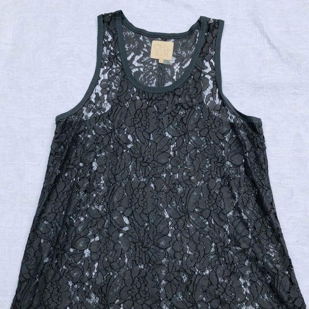 CHASER**Gray Lace Top**Medium - Picture 3 of 5
